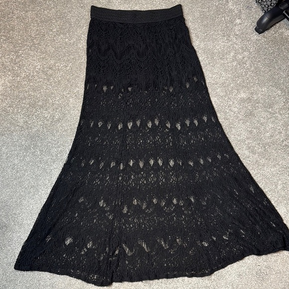Boho layered Black crochet Lace  Maxi Skirt with shorts - Picture 1 of 10